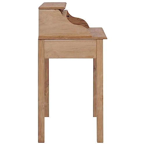 vidaXL Bureau Table d'Ordinateur Informatique Table d'Etude Table d'Ecriture Table de Travail Maison Salle d'Etude Bois de Teck Massif
