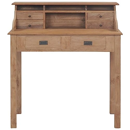 vidaXL Bureau Table d'Ordinateur Informatique Table d'Etude Table d'Ecriture Table de Travail Maison Salle d'Etude Bois de Teck Massif