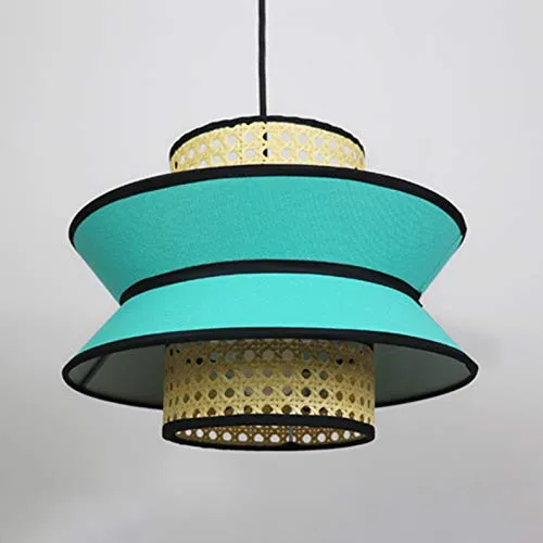 DSFHKUYB Pendant Light Creative Rotin Lustres Tissé Peut Être Installé Dans La Chambre Salon Salle À Manger,Bleu