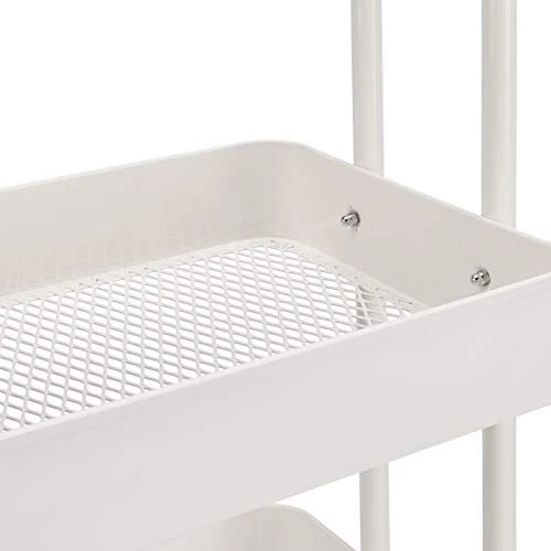 Amazon Basics Chariot de rangement à 3 niveaux pour la cuisine ou la buanderie avec roulettes - Blanc