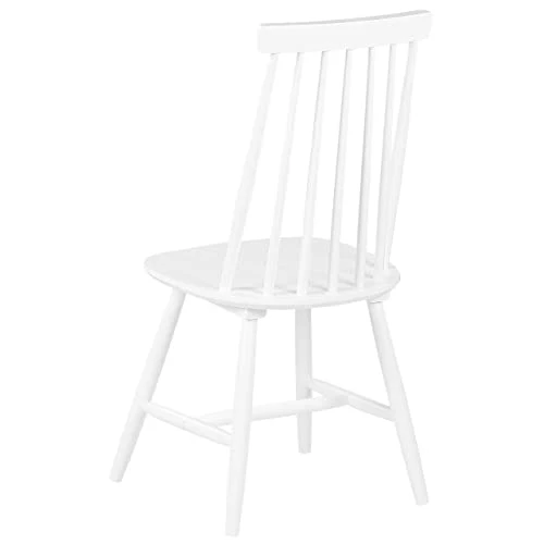 Lot 2 Chaises Blanches en Bois Naturel Design Classique Idéales pour Cuisine ou Salle à Manger au Style Scandinave ou Traditionnel Beliani