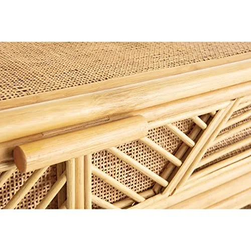Miliboo & Stéphane Plaza Commode Vintage en rotin 3 tiroirs L120 cm Galon