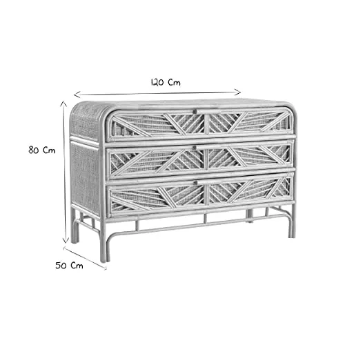 Miliboo & Stéphane Plaza Commode Vintage en rotin 3 tiroirs L120 cm Galon