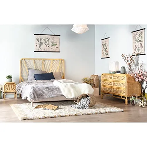 Miliboo & Stéphane Plaza Commode Vintage en rotin 3 tiroirs L120 cm Galon