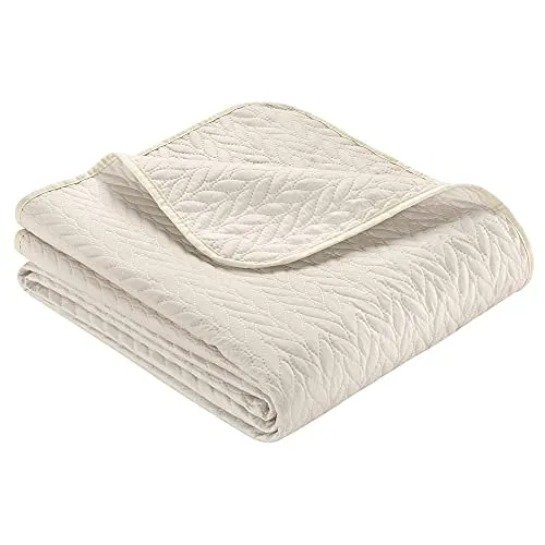 IBENA Nancy Plaid Jete de lit 280x250 cm - Motif Moderne, Lavable en Machine, Couvre lit uni Beige, Motif torsadé