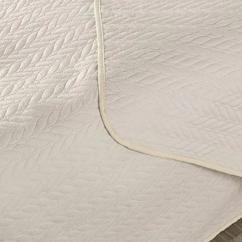 IBENA Nancy Plaid Jete de lit 280x250 cm - Motif Moderne, Lavable en Machine, Couvre lit uni Beige, Motif torsadé