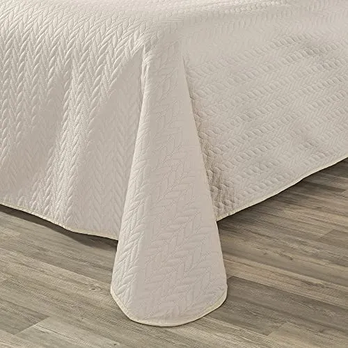 IBENA Nancy Plaid Jete de lit 280x250 cm - Motif Moderne, Lavable en Machine, Couvre lit uni Beige, Motif torsadé