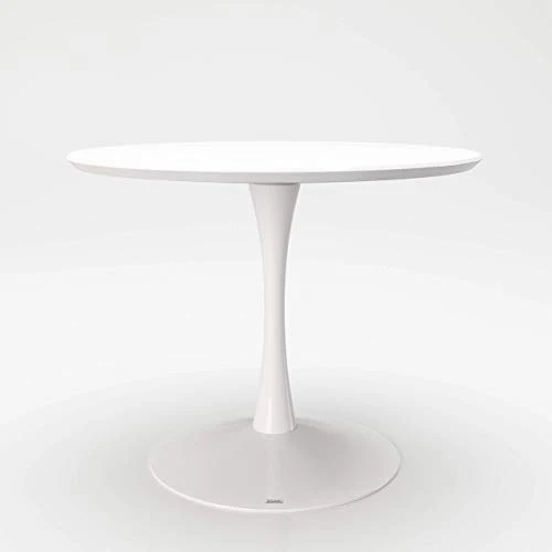 Playboy Paige 615110WE Table à Manger Ronde 100x100cm avec piédestal, laqué Blanc Mat, MDF, 100 x 75 x 100 cm