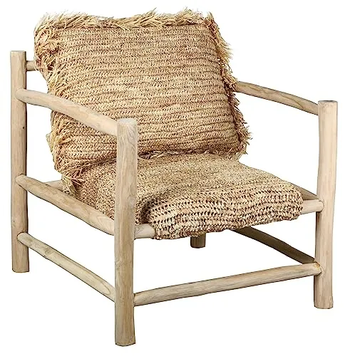 AUBRY GASPARD Fauteuil Design en Teck et sisal Arthur