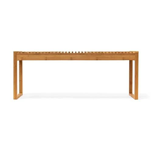 Relaxdays Banc en bambou HxlxP : 47 x 120 x 33 cm banquette jardin Terrasse balcon 3-4 places entrée couloir, Marron