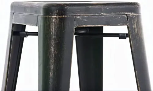CLP Lot De 4 Tabourets De Bar Joshua I Tabouret De Bar Industriel Empilable Et Robuste I Repose-Pieds Structure A 4 Pieds I Hauteur Siège 77 cm, Couleur:Noir/Or