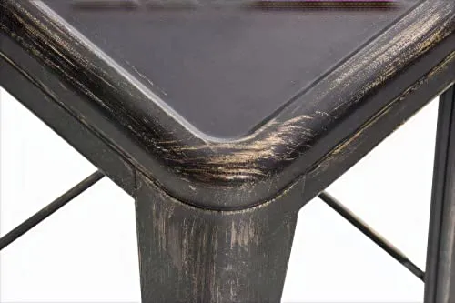 CLP Lot De 4 Tabourets De Bar Joshua I Tabouret De Bar Industriel Empilable Et Robuste I Repose-Pieds Structure A 4 Pieds I Hauteur Siège 77 cm, Couleur:Noir/Or