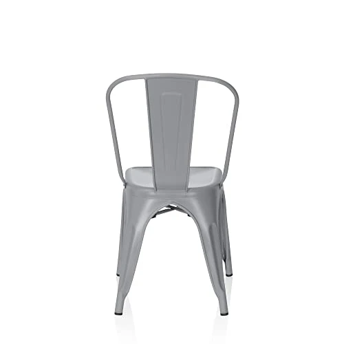 hjh OFFICE 645039 Chaise bistrot VANTAGGIO Brush Métal Gris Mat, Chaise au Style Industriel, empilable
