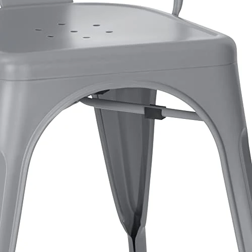 hjh OFFICE 645039 Chaise bistrot VANTAGGIO Brush Métal Gris Mat, Chaise au Style Industriel, empilable