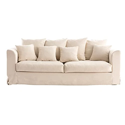 Miliboo Canapé déhoussable 3 Places en Tissu écru Fever