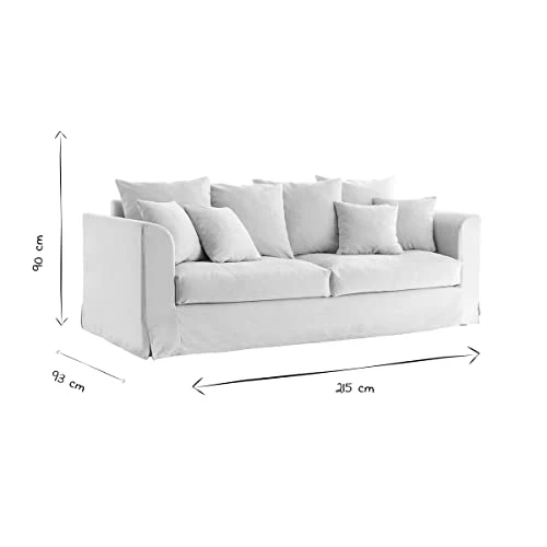 Miliboo Canapé déhoussable 3 Places en Tissu écru Fever