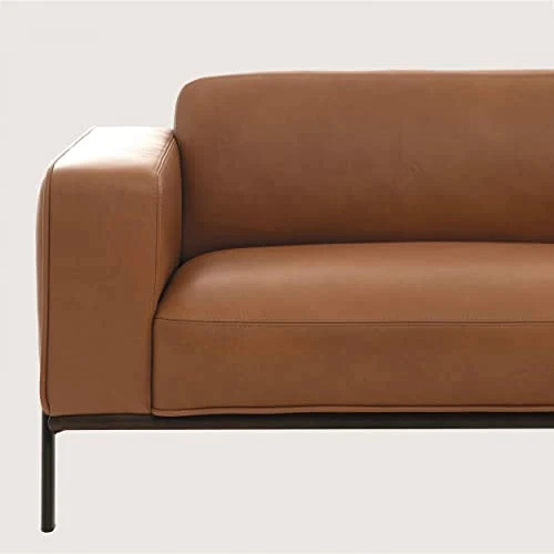 Oviala Canapé en Cuir 4 Places Camel