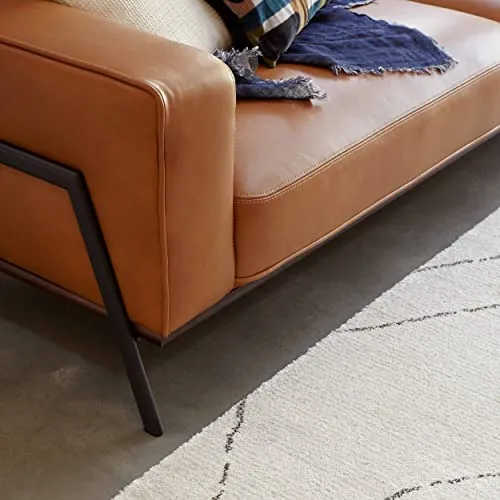 Oviala Canapé en Cuir 4 Places Camel