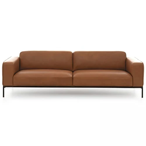 Oviala Canapé en Cuir 4 Places Camel