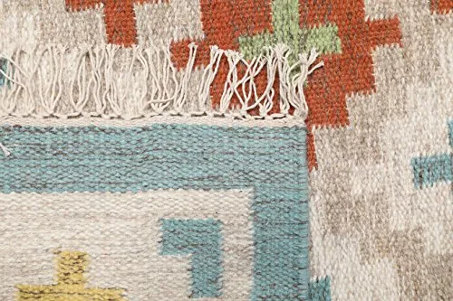 RugVista, Summer Kelim, Fait Main, Tapis, Tapis Kelim Moderne, Pile Moyenne, 160 x 230 cm, Rectangle, Care & Fair, Laine, Couloir, Chambre, Cuisine, Salon, Beige Gris Clair
