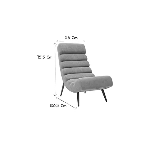 Miliboo Fauteuil Design en Tissu Effet Velours Gris et métal Noir Taylor