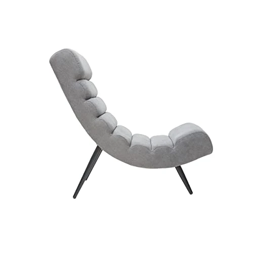 Miliboo Fauteuil Design en Tissu Effet Velours Gris et métal Noir Taylor