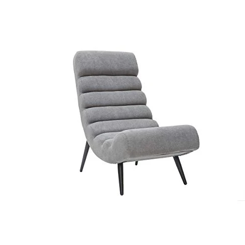 Miliboo Fauteuil Design en Tissu Effet Velours Gris et métal Noir Taylor