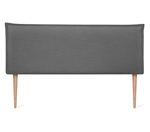 DHOME Tête de lit en Lin Naturel uni avec Bordures Tête de lit rembourrée Chambre à Coucher Moderne Top Trending (Gris Foncé, 160x105cm avec Pieds (Lits 150/160))