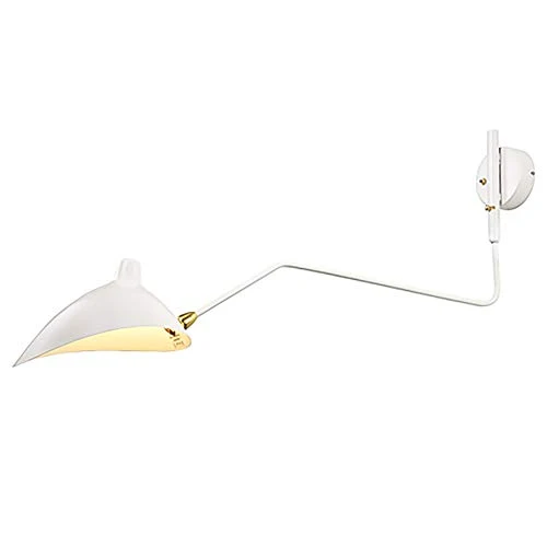 Simple Style Bras De Oscillation Applique Murale Avec Ombre De Dôme Mont Mural Applique Murale Pour Couloir Foyer Chambre à Manger Lampe Murale Câblé Avec On-éteindre L'interrupteu-Blanc 99x40cm