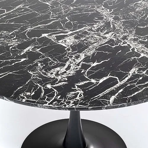 Kare Table Veneto Marbre Noir Ø110cm Consoles, Métal, 73x110x110cm
