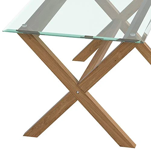 Movian Marque Amazon Table de Salle à Manger rectangulaire en chêne Massif et Verre trempé 150 x 85 x 75 cm