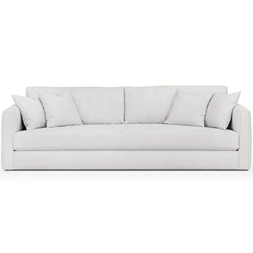 HOMIFAB Canapé 4 Places en Tissu Beige Ivoire + 4 Coussins - Denver