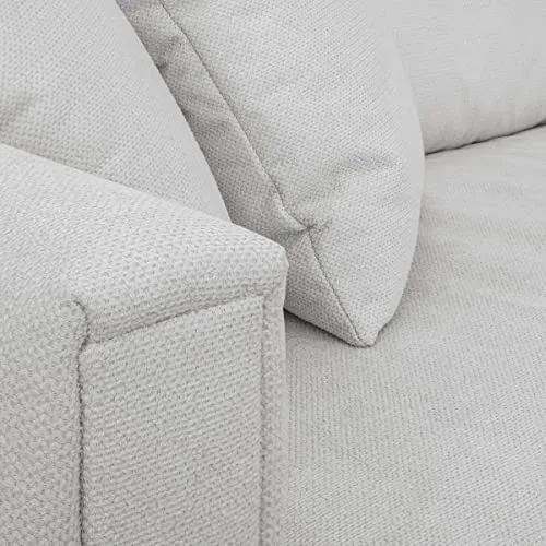 HOMIFAB Canapé 4 Places en Tissu Beige Ivoire + 4 Coussins - Denver