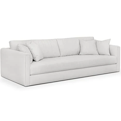 HOMIFAB Canapé 4 Places en Tissu Beige Ivoire + 4 Coussins - Denver