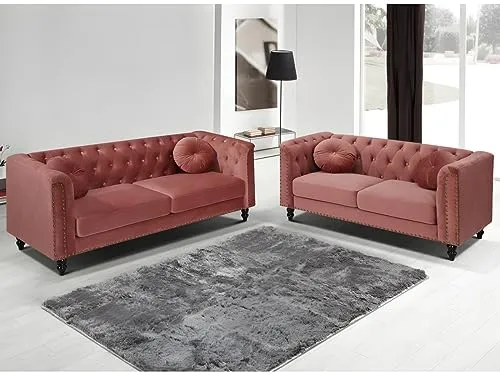 Vente-unique - Canapé 2 Places en Velours Turner - Vieux Rose