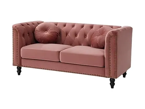 Vente-unique - Canapé 2 Places en Velours Turner - Vieux Rose