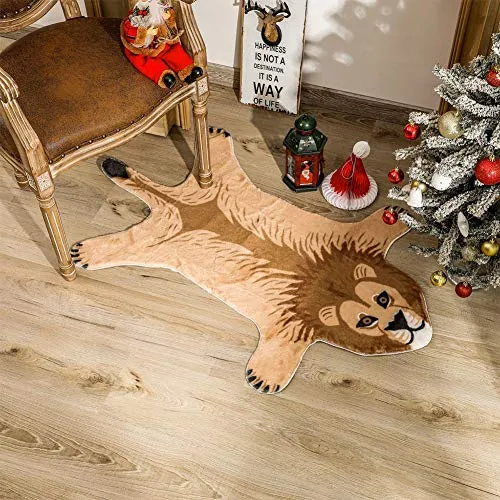 POHOVE Tapis imprimé léopard/lions/tigre, imitation fourrure - Pour décorer une chambre d'enfant, une salle de jeux sur le thème de la jungle