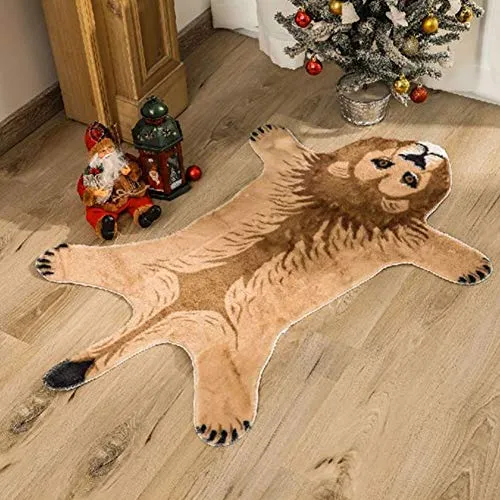 POHOVE Tapis imprimé léopard/lions/tigre, imitation fourrure - Pour décorer une chambre d'enfant, une salle de jeux sur le thème de la jungle