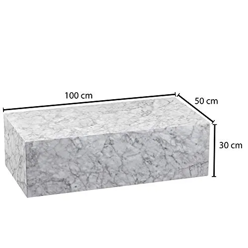 KADIMA DESIGN basse 100x30x50 cm MDF brillant aspect marbre blanc