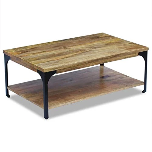 vidaXL Table Basse Table d'Appoint Etagère Bout de Canapé Bois de Manguier