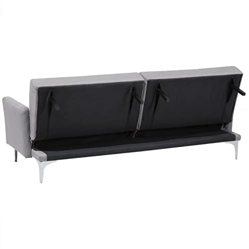 Beliani Canapé Convertible en Polyester Gris 3 Places Taies Déhoussables Rembourré Lucan