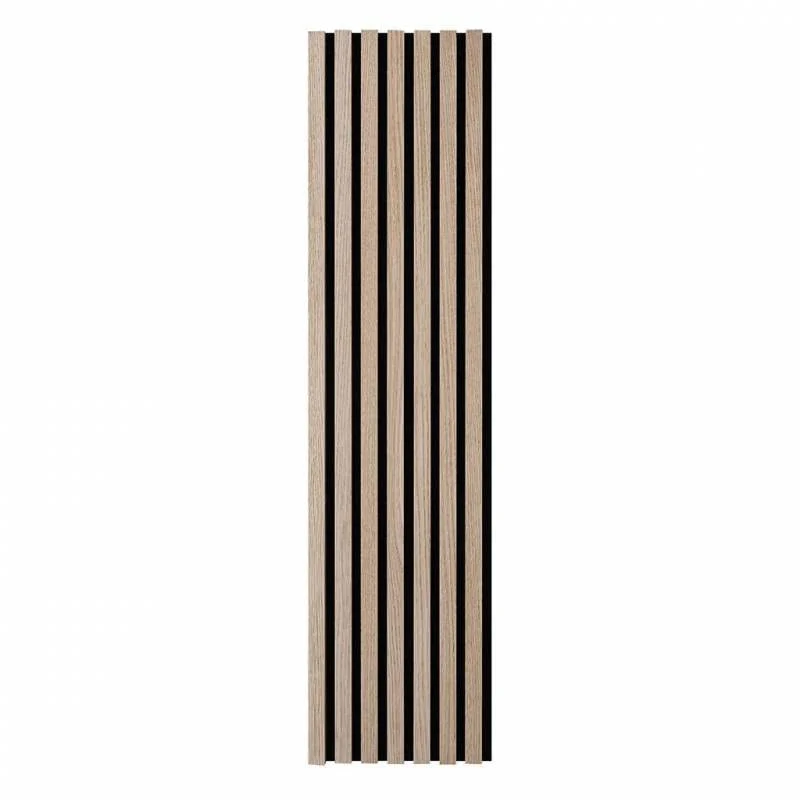 DECOON Lot de 7 Revêtements muraux tasseaux Bois 120x30x1 cm - Pack tête de lit 160 - Lamelles chêne Clair Fond Noir 2,52 m²
