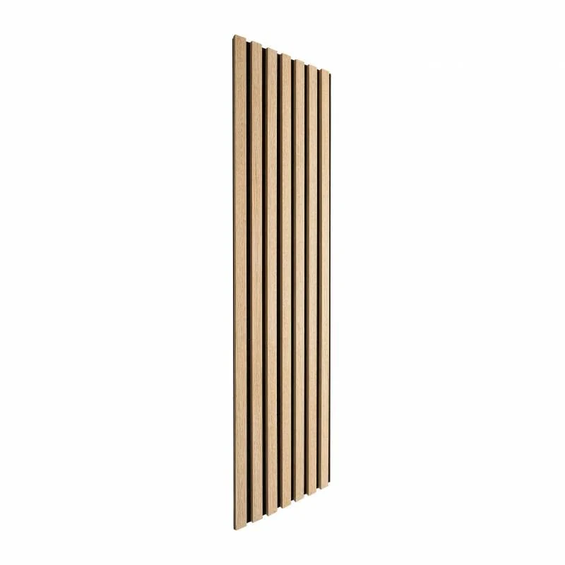 DECOON Lot de 7 Revêtements muraux tasseaux Bois 120x30x1 cm - Pack tête de lit 160 - Lamelles chêne Clair Fond Noir 2,52 m²