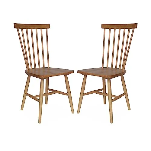 Alice's Home - Lot de 2 chaises Naturelles à barreaux en Bois d'hévéa. Romie. L 50.8 x P 44.2 x H 90cm