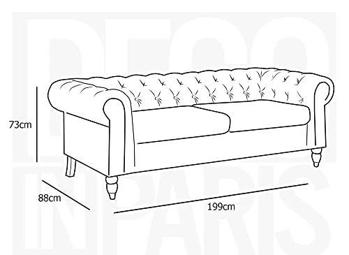 Deco In Paris Canapé Chesterfield 3 Places en Velours Bleu Winston