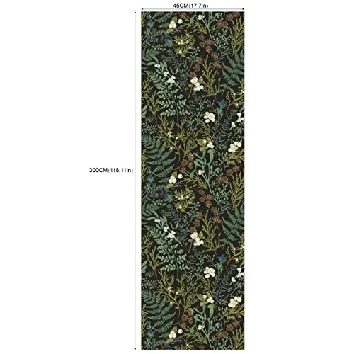 Bai You Mei Papier peint botanique noir et vert foncé pour chambre à coucher Boho Papier peint à décoller et à coller Motif plantes de la jungle