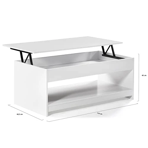 IDMarket - Table Basse Plateau relevable SOA Bois Blanc