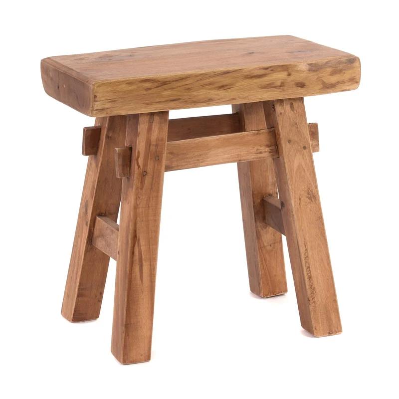 DESIGN DELIGHTS Tabouret en bois rustique vintage 40" | Bois dur recyclé, 43 x 45 x 27 cm (H x l x P) | Tabouret en bois massif, tabouret | Couleur : 08 miel ciré