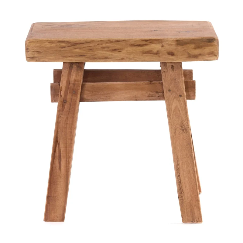 DESIGN DELIGHTS Tabouret en bois rustique vintage 40" | Bois dur recyclé, 43 x 45 x 27 cm (H x l x P) | Tabouret en bois massif, tabouret | Couleur : 08 miel ciré