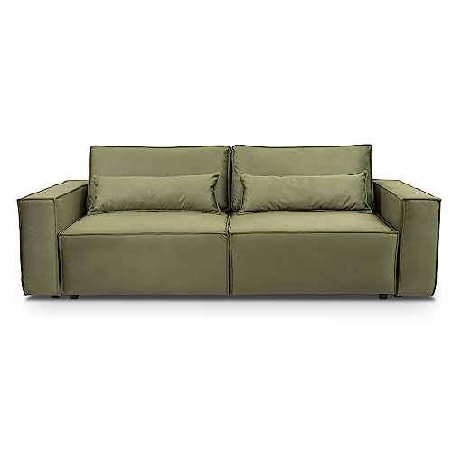 Siblo Canape Lit 3 Places - Valeria Collection Meubles de Salon - Confortable Canapé Convertible - Canapé 3 Places - Vert Clair - 249x111x90cm